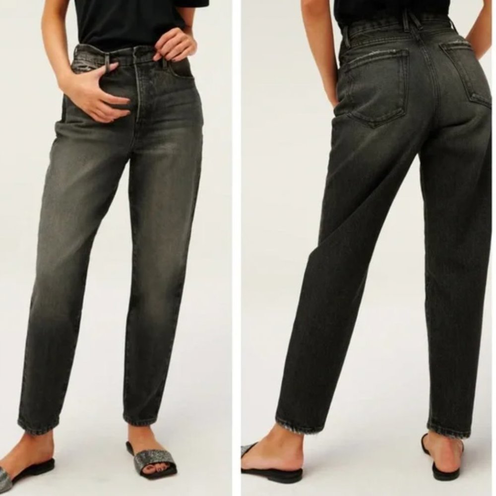 Good American Black Straight Leg Jeans